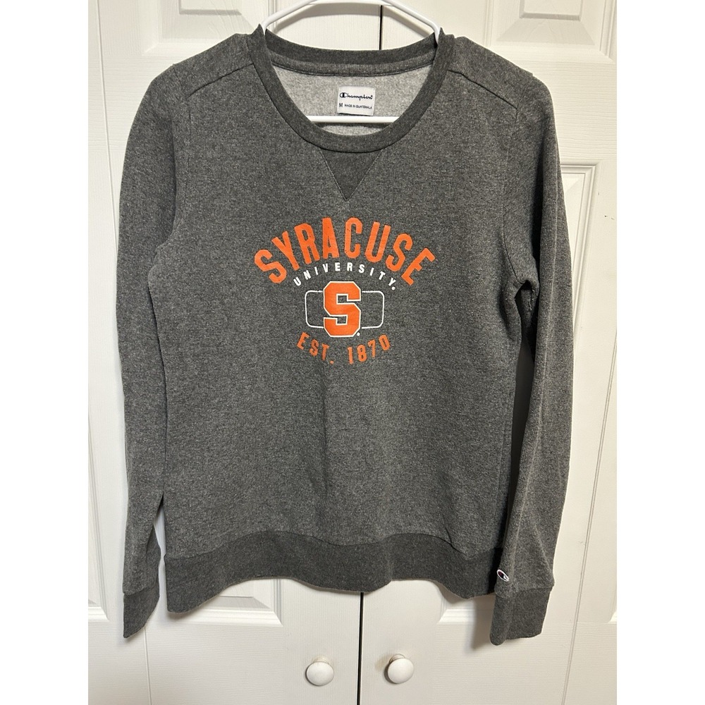 Syracuse University Gray Crewneck Champion Pullover Sweatshirt Orangemen Size M